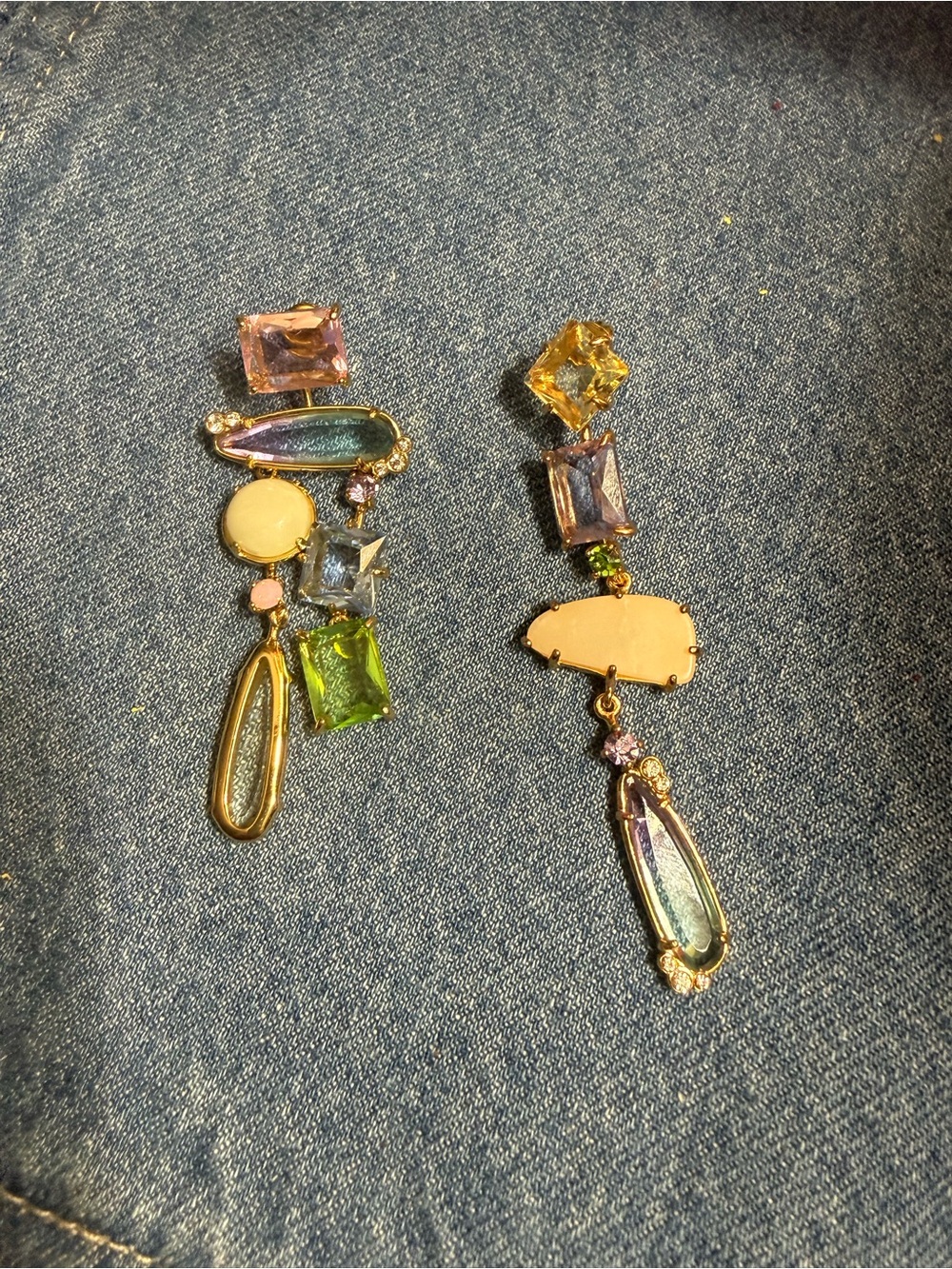 UNIQUE pair of Jeweled Multicolor Statement Drop Earrings - Women Jewelry